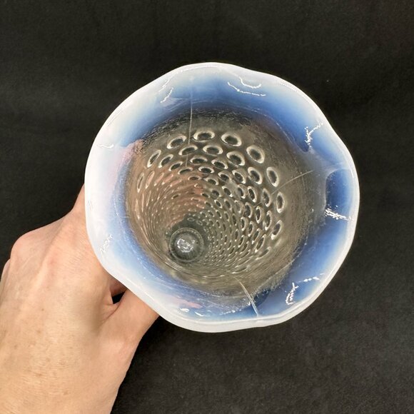 Vintage Fenton Hobnail Opalescent Footed Vase Propagation Fairycore Spell Magic - Picture 6 of 9